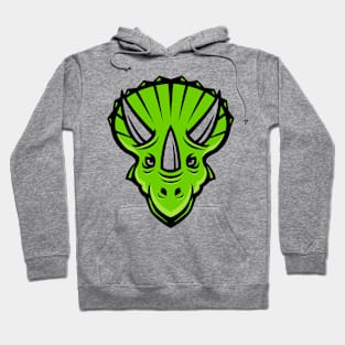 Green Triceratops Horns Face Logo Hoodie